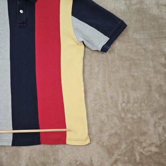 Lands End Direct Merchants Polo Shirt Vertical Striped Color Block Mens Size M - Picture 2 of 10